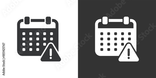 Calendar Warning icon. Solid glyph series icon