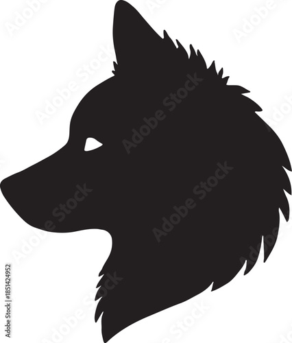A striking silhouette of a wolf s head facing left in a clean design