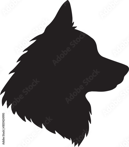 A striking silhouette of a wolf s head showcasing its powerful profile