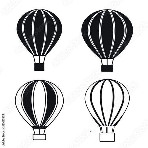 Hot Air Balloon Silhouette Icon, for Travel, Adventure Design