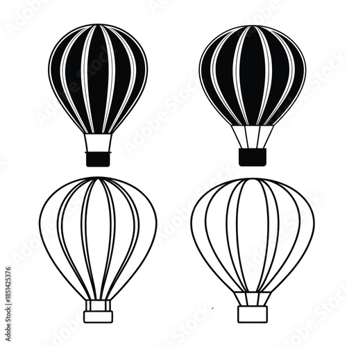 Hot Air Balloon Silhouette Icon, for Travel, Adventure Design