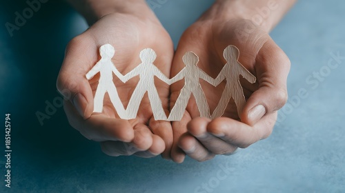 Hands Holding Paper Cutout People - Unity and Connection.