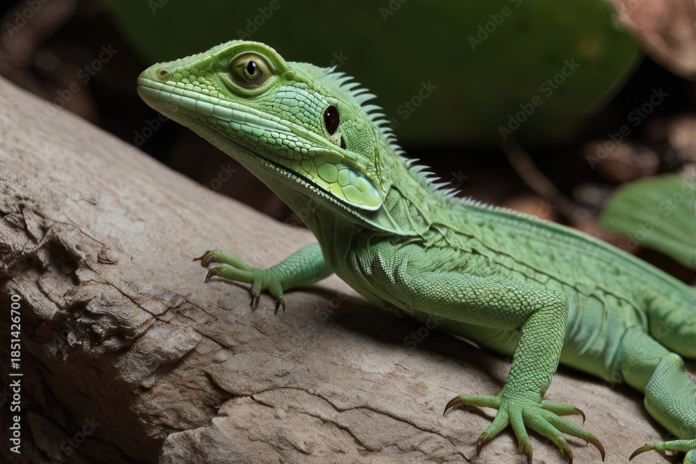 Fototapeta premium Green Plumed Basilisk Lizard Basiliscus