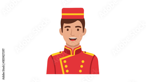 Friendly Bellhop Icon - Hotel Service Character