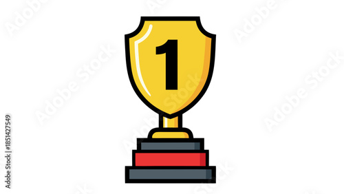 Golden Trophy Icon with Number 1