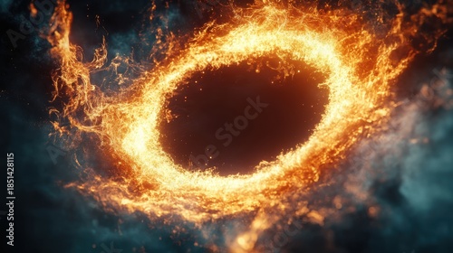 Fiery Portal: Abstract Illustration of a Glowing, Circular Energy Field