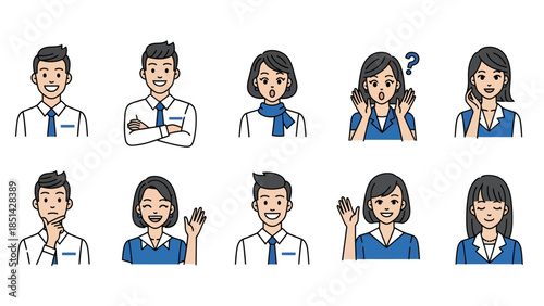Illustration of diverse office workers interacting and communicating in a modern workplace environment