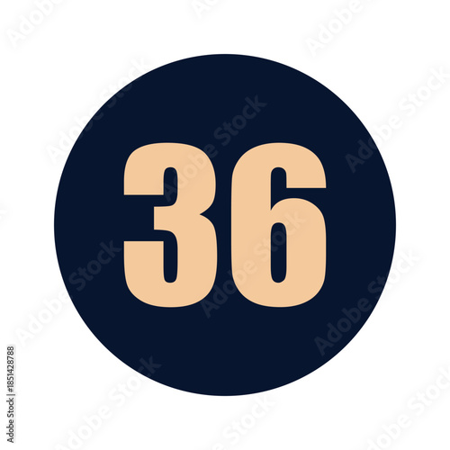 a number 36 on a blue background icon vector design