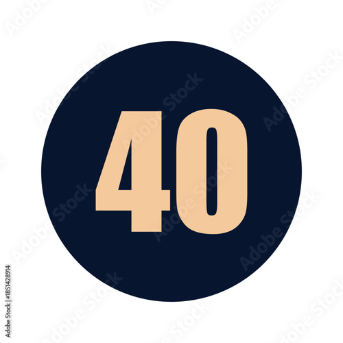 a number 40 on a blue background icon vector design