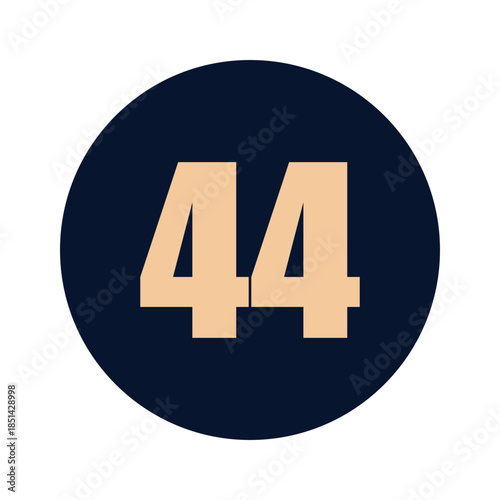 a number 44 on a blue background icon vector design