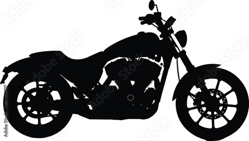 Motorcycle silhouette, cruiser bike outline, black and white design, transport artwork, motorbike culture, speed, power, freedom, lifestyle, travel, vehicle