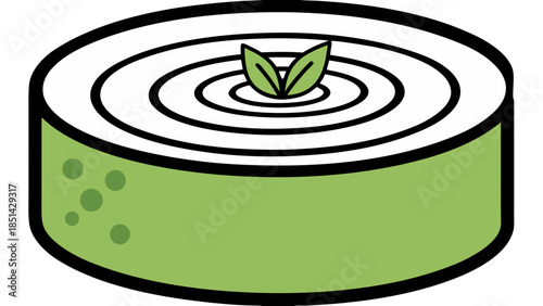 Green Sushi Roll Icon with Mint Leaves
