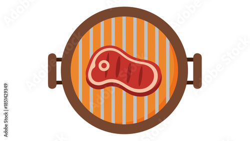 Grilled Steak Icon - BBQ Food Vector Graphic