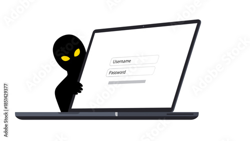 Hacker Stealthily Peeking at Laptop Login Screen