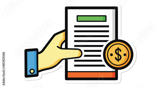 Hand Holding Document and Coin Icon
