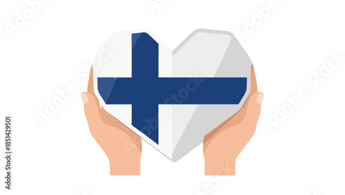 Hands Holding Finnish Flag Heart