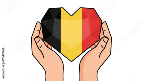 Hands Holding Heart Shaped Belgian Flag