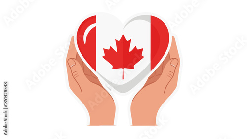 Hands Holding Heart Shaped Canadian Flag