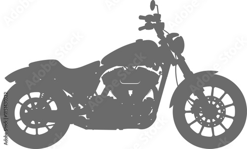 Motorcycle silhouette, cruiser chopper outline, black and white design, transport artwork, biker culture, freedom ride, speed, power, lifestyle, vehicle