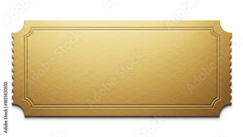 Blank golden ticket template with decorative border and copy space