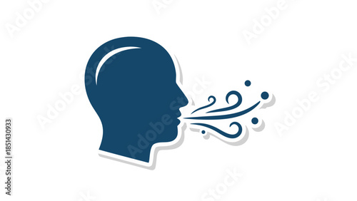 Human Head Silhouette Exhaling Air or Breath Icon