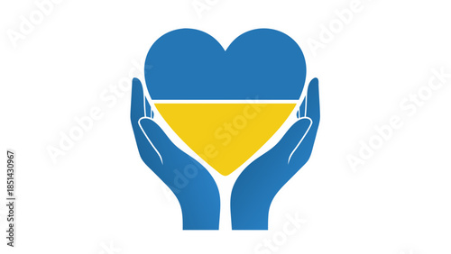 Hands Holding Ukrainian Flag Heart: Support and Solidarity Symbol
