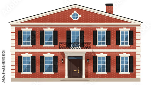 Illustration of a Classic Red Brick Georgian Style House