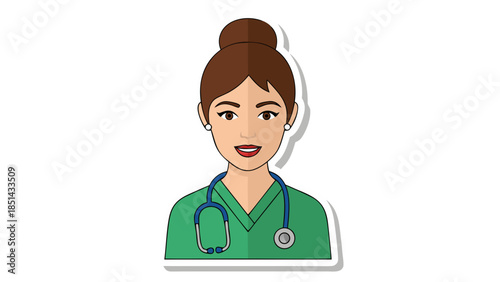 Illustration of a Female Doctor with Stethoscope