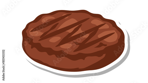 Illustration of a Grilled Burger Patty with Grill Marks