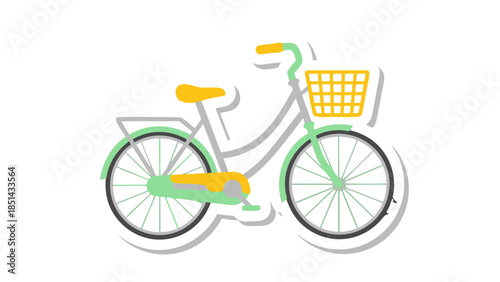 Illustration of a Retro Bicycle with Basket
