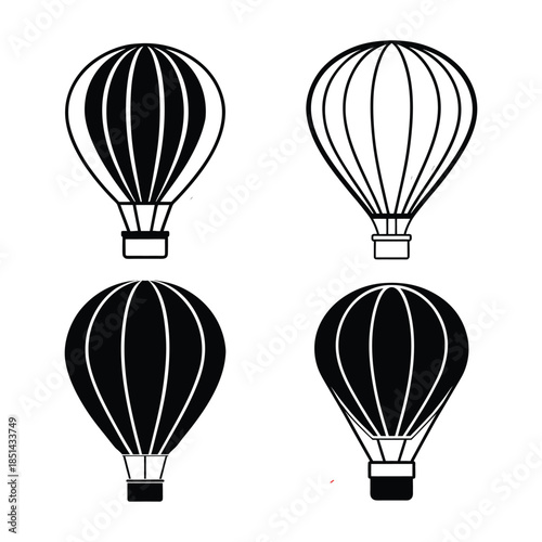 hot air balloon vector  illustration,Hot air balloon icon symbol pictogram. outline black style