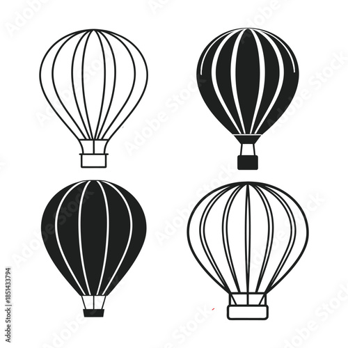 hot air balloon vector  illustration,Hot air balloon icon symbol pictogram. outline black style
