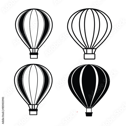 hot air balloon vector  illustration,Hot air balloon icon symbol pictogram. outline black style