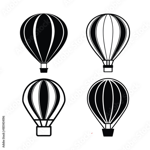 hot air balloon vector  illustration,Hot air balloon icon symbol pictogram. outline black style
