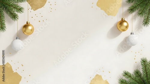 Christmas greeting card with a soft ivory background