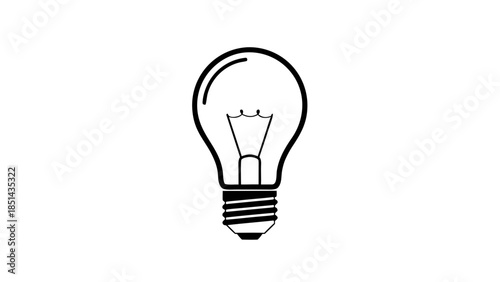 Minimalist Black and White Incandescent Light Bulb Icon