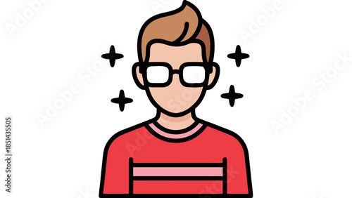 Man with Glasses Icon - Modern Flat Illustration
