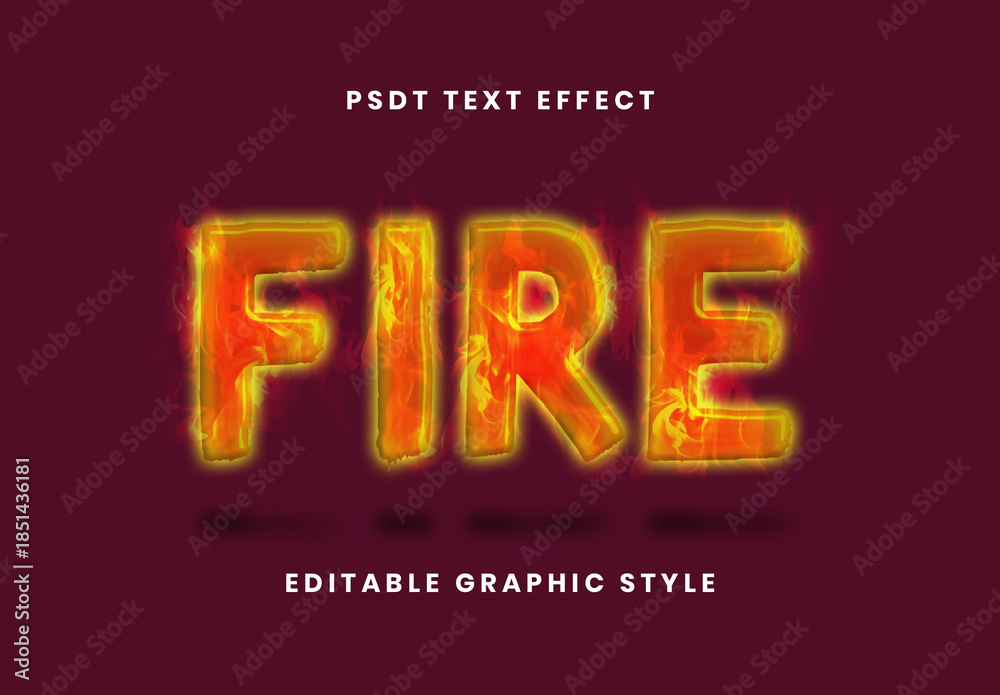 Red And Yellow Fire Flames Text Effect Burning Heat Font Stock Template ...