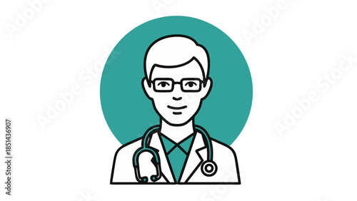 Modern Doctor Icon with Stethoscope - Medical Professional Illustration