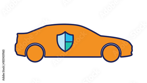 Orange Car Icon with Shield Emblem
