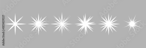 Set of explosion star, glare, sparkle, sun flare.
