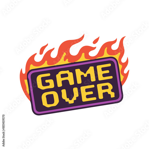 game over fire flame game art vector illustration