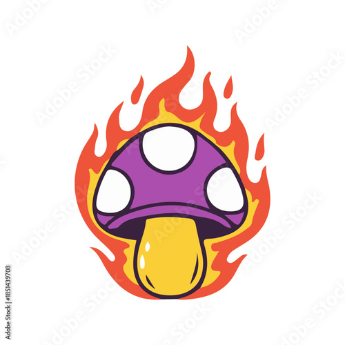 mushroom fire flame game art vector illustration