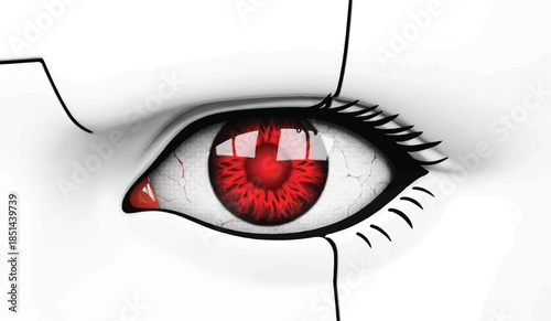 Intense Red Cyber Eye Illustration Symbolizing Power Vision Surveillance and Futuristic Technology