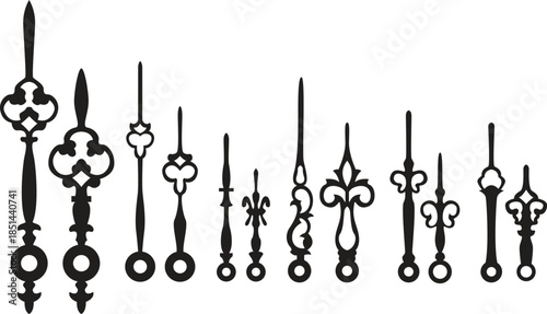 Black Ornate Clock Hands Collection hour minute