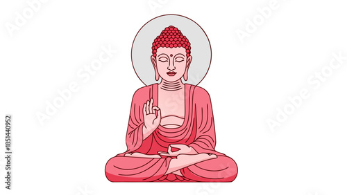 Pink Buddha Meditation Illustration