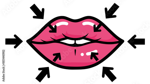 Pink Lips with Approaching Arrows - Vector Illustration