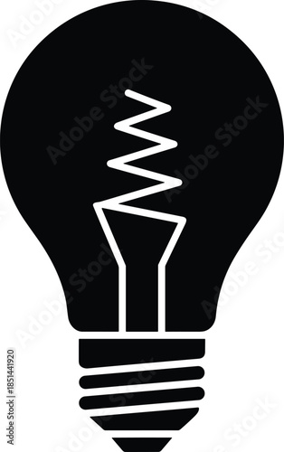 Modern solid symbol showing a bright lightbulb to denote specialized electrical engineering, logical problem solving, smart home technology, and visionary leadership findings.