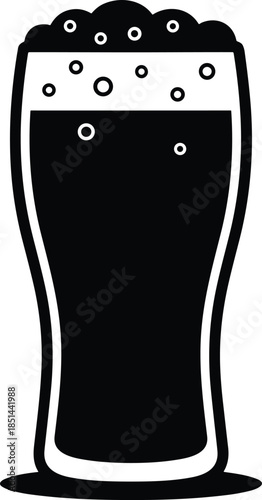 Modern solid symbol showing a refreshing beverage with foam to denote specialized tavern branding, alcoholic drink production, hospitality industry services, and celebration findings.