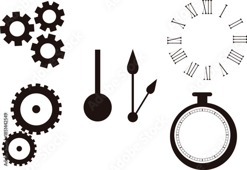 Clock Parts Gears And Hands With Roman Numerals time